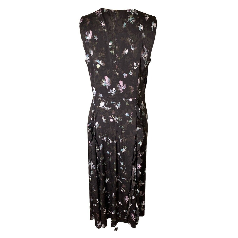 Simply Vera Wang Women’s Black Midi Floral Whimsigoth Dress Ruffles Medium Fairy - Picture 8 of 13